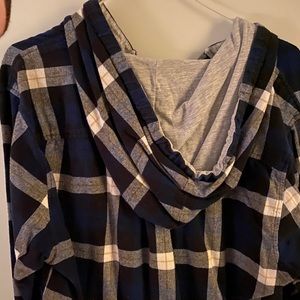 Plaid button up with hood